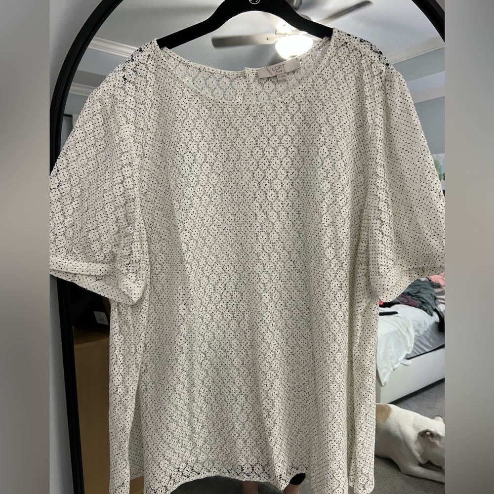 Loft plus, button back, embroidered shirt
